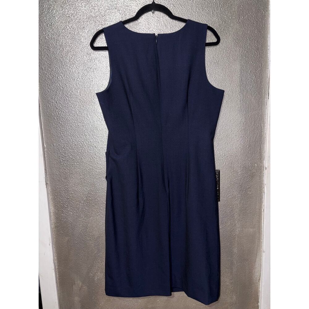 Banana Republic Navy Blue Ruched Faux Wrap Sleeveless Sheath Dress Size 12 NWT - Picture 6 of 10